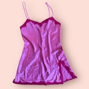 Y2K Victorias Secret Babydoll Slip Dress Satin Chemise Size XS Coquette Pink